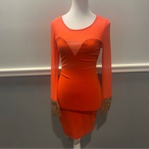 Fashion Nova Woman Bodycon Dress, Orange Color, Small, New